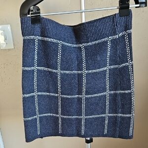 Navy Blue Checkered Women's Skirt